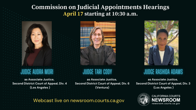 Commission Confirms Appointments to Courts of Appeal California
